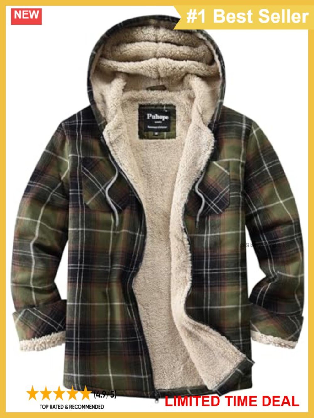 Sherpa Lined Flannel Plaid Fleece Zip Up Hooded Jacket Womens
